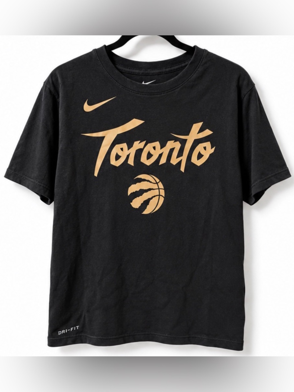 Nike Black Tee with Gold Toronto Script & Basketball Graphic - Kids